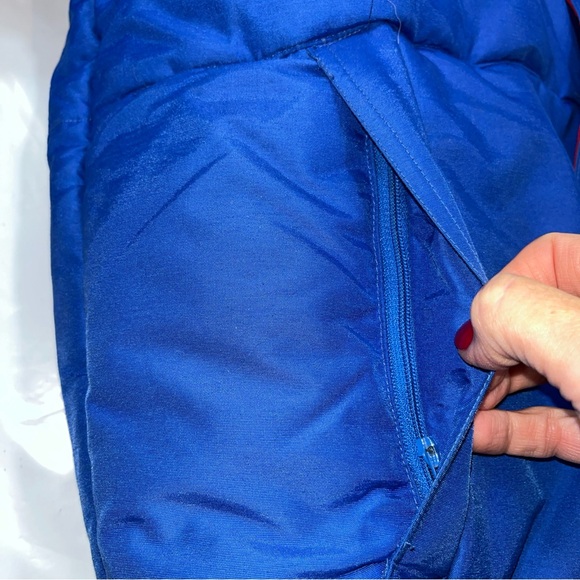 St. Moritz Ski Team XL MEN BLUE red DOWN PUFFER Jacket ZIP SNAP coat Snow WINTER - Picture 12 of 16
